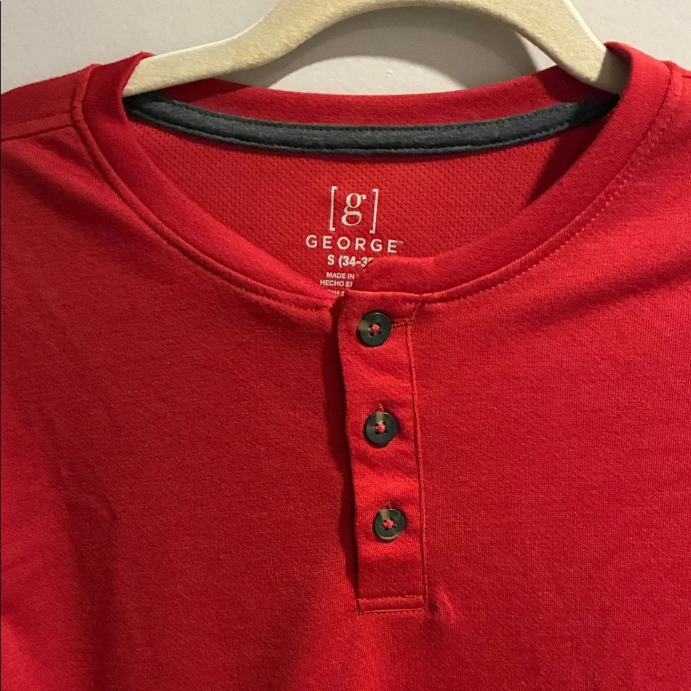 George Bright Red Short Sleeve Henley - Picture 3 of 4